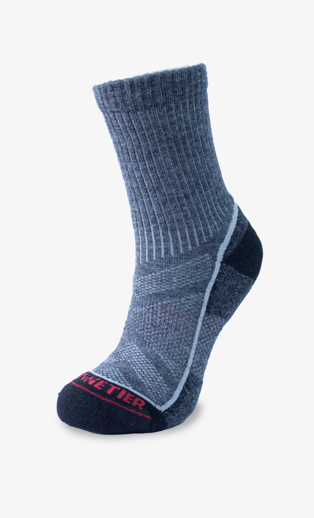 Chaussette laine mérinos aventurier grise coussinée pour randonnée 4 saisons