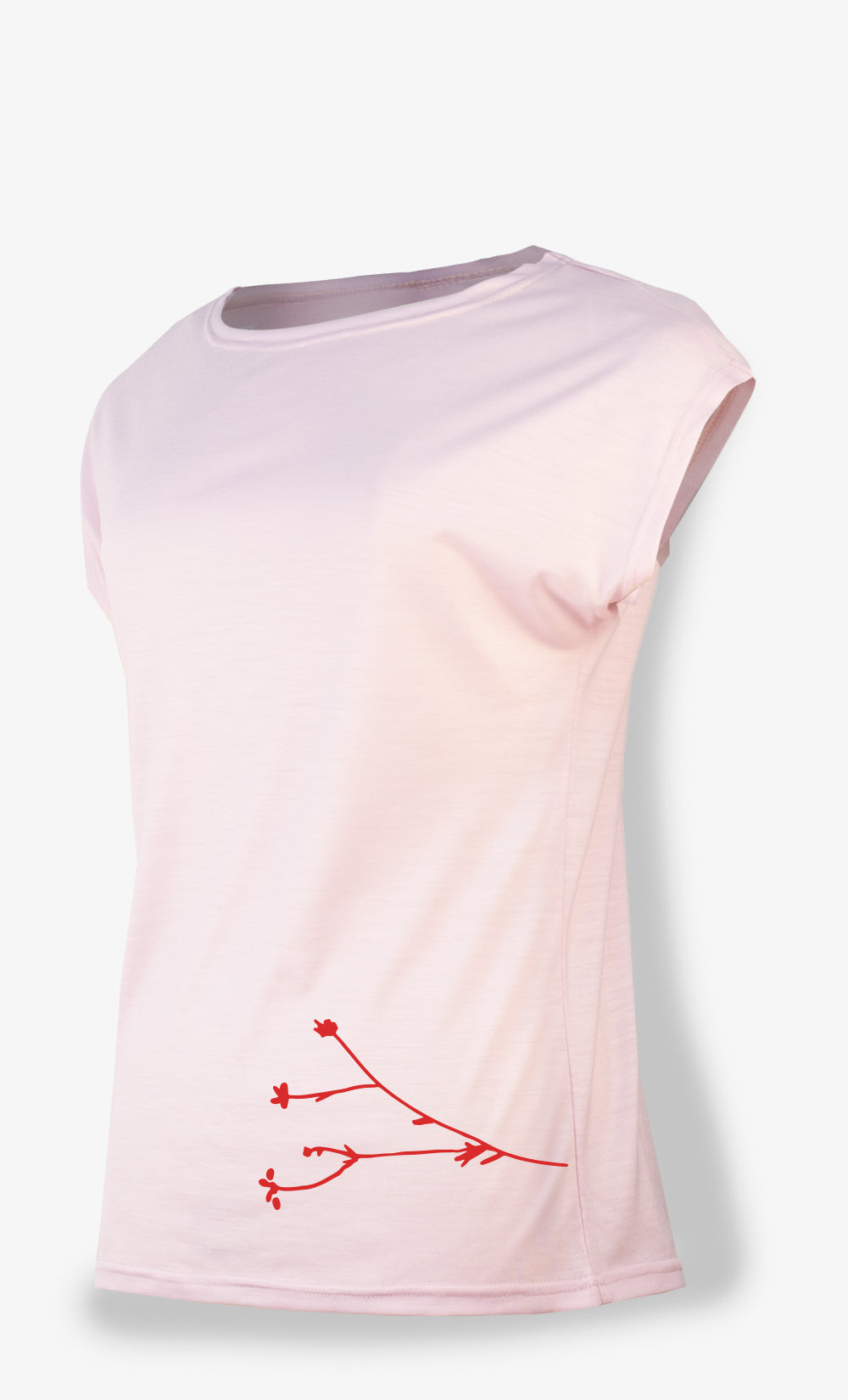 T-Shirt Mérinos Femme Blanc-Rose Ultra Léger - Petite Branche