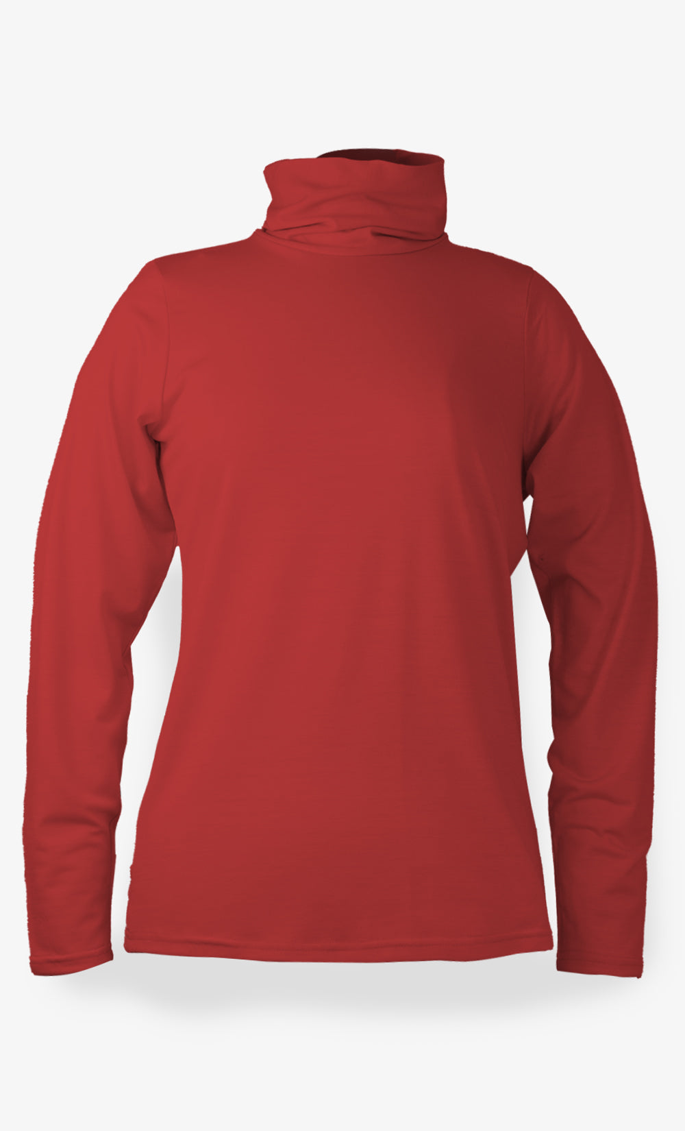 Col roulé rouge pour femme en laine mérinos 190 GSM, manches longues, coupe régulière, parfait pour l’hiver.