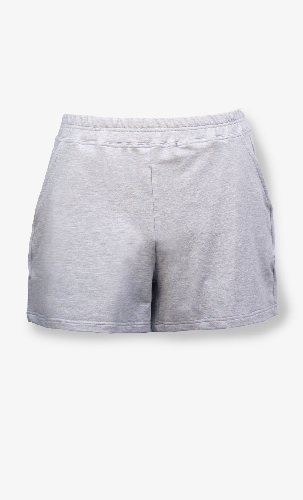 Short casual femme gris athlétique en tissu French Terry écoresponsable avec taille élastique, fabriqué au Canada par BONNETIER.