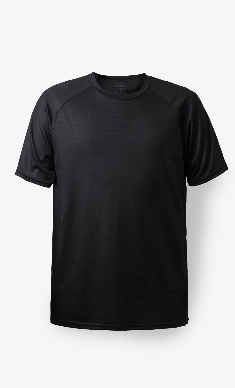 T-shirt d’entraînement homme en laine de mérinos Stretch noir BONNETIER fabriqué au Canada